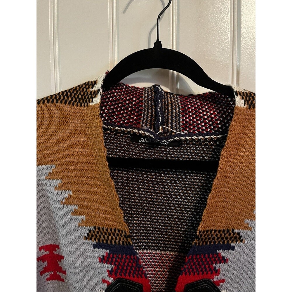Aztec Southwest Long Cardigan Duster Sweater Jacket Coat L Large Tribal - Picture 5 of 13